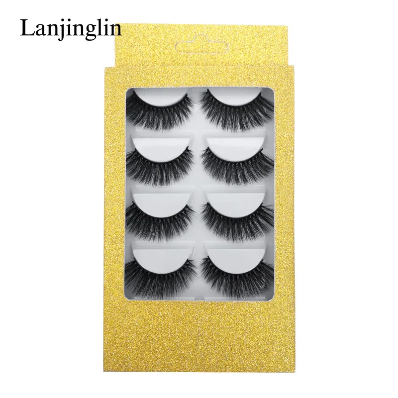 LANJINGLIN, 5 пар, накладные ресницы из искусственной норки, полная полоска, ресницы ручной работы, пушистые, объемные, 5d, для наращивания ресниц, макияж, натуральные, cils, G800