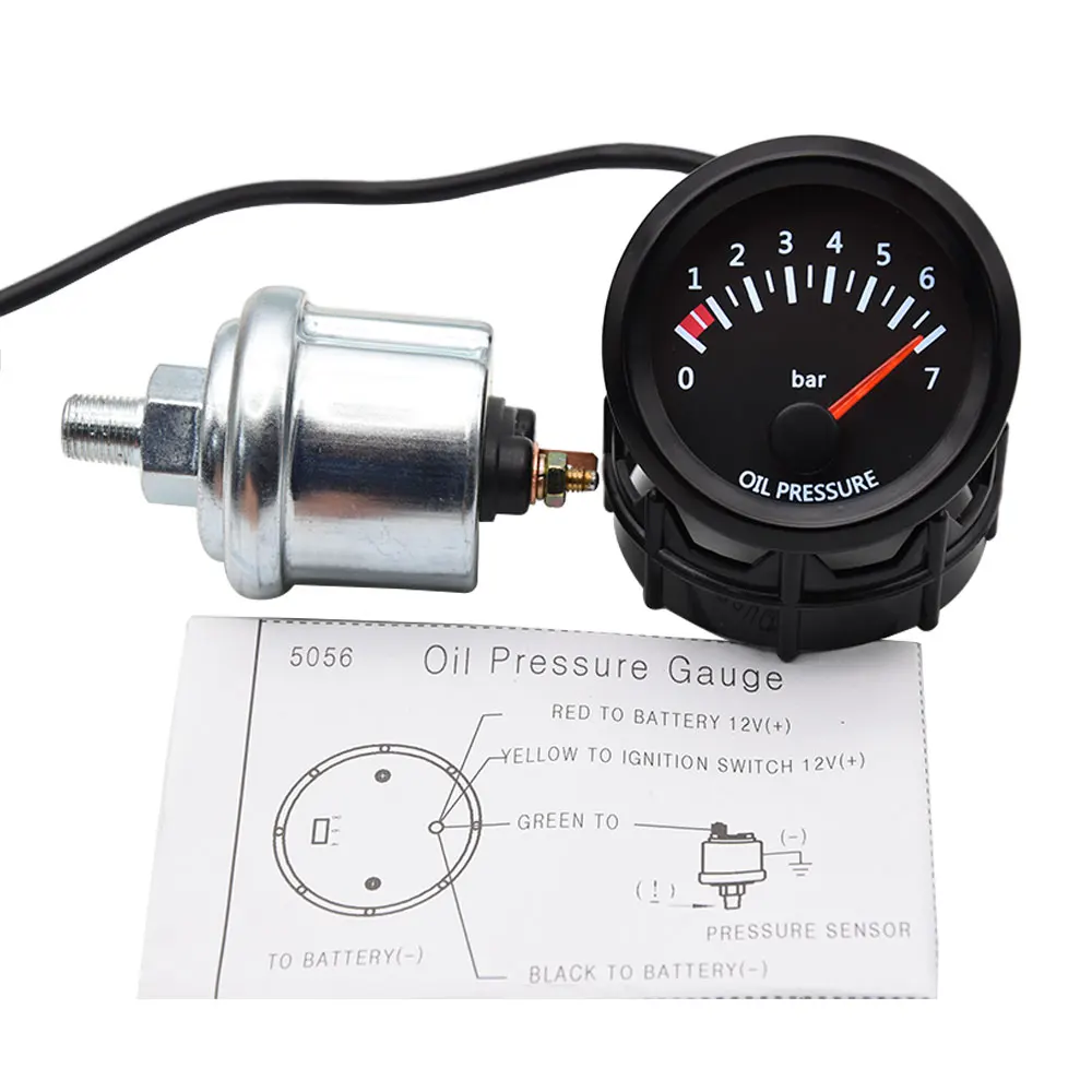 52MM Gauge 12V Water Temp Oil Temp Gauge Oil Press Fuel Volts Gauge Air Fuel Ratio Boost Exhaust Temp Vehicle Meter Black Shell images - 6