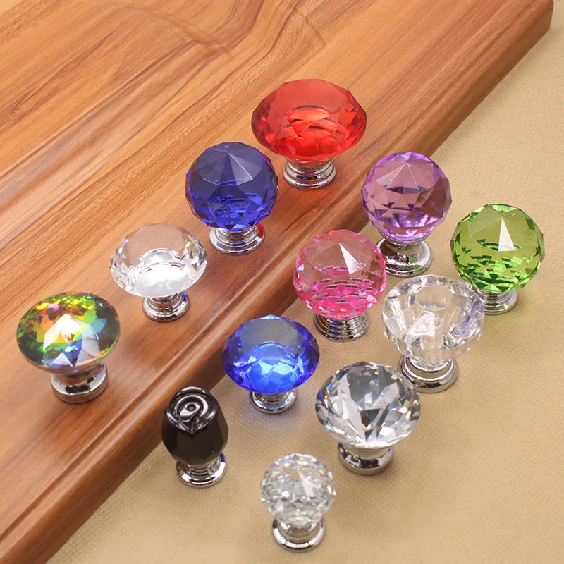 

Crystal Handle Rose 20 Mm Circle Single Bore K9 European Style Modern Minimalist Drawer Cabinet Door Manufacturers Wholesale