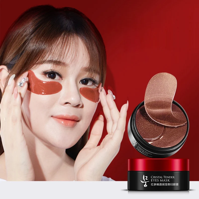 

80g/60pcs Red Ginseng Essence Eye Mask Moisturizing Eye Patch Remove Dark Circles Lighten Fine Lines Freckle Eye Care