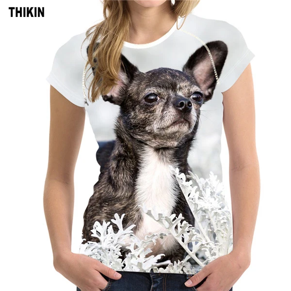 THIKIN Boston Terrier, принт собаки, женская футболка, Женская забавная футболка, свежий стиль, для девочки-подростка, милый 3D рисунок животного, новинка, футболка XXL - Цвет: H4077BV