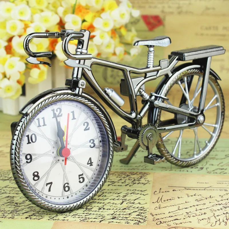 Alarm Clock Retro Bicycle Shape Creative Table Clock Numeral Vintage Bike Watch Plastic Living Room Home Decor Digital Clock