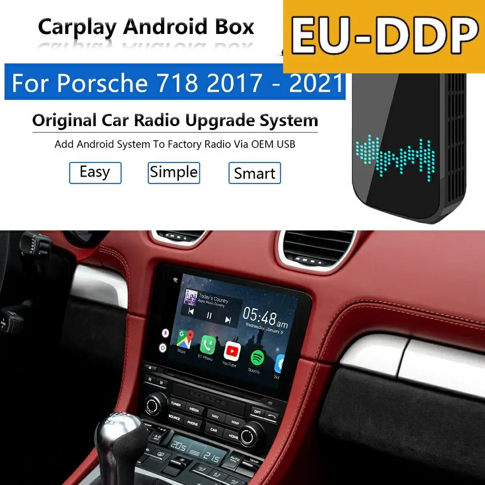Aggiornamento Usb Carplay Per Porsche 718 2018 - 2021 Radio Android Apple Wireless Car Multimedia Player Wifi Mirror Link Auto Audio