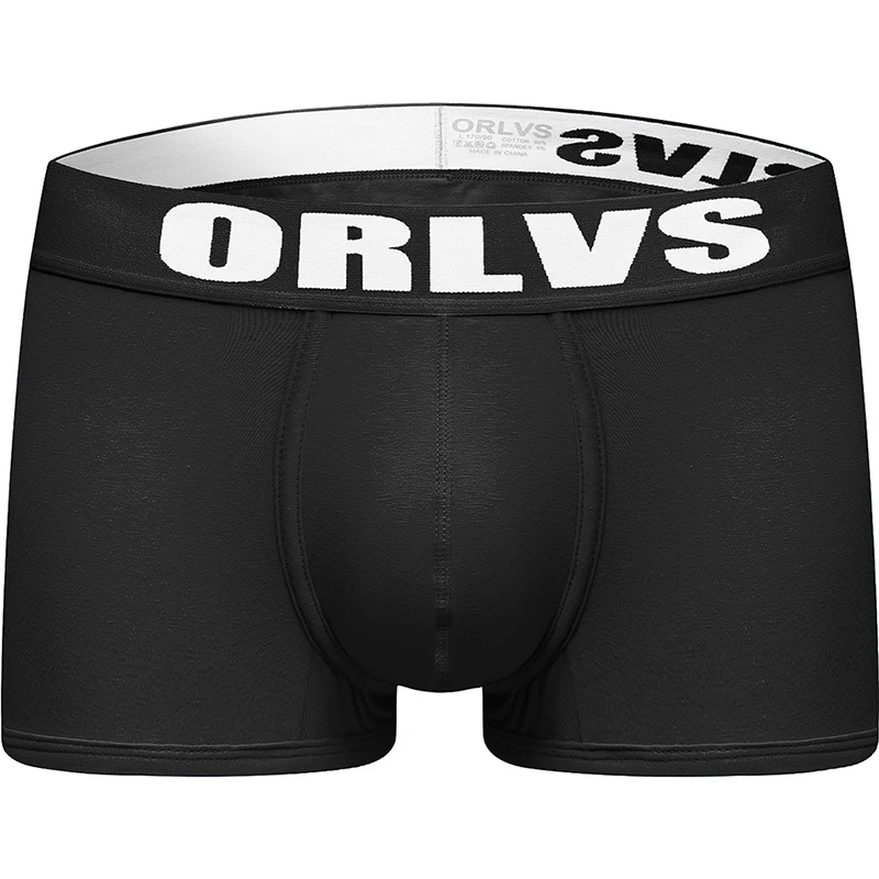 ORLVS Брендовое нижнее белье мужчины боксеры мужские трусы, Cueca tanga быстросохнущие дышащие мужские трусы боксеры хлопковые мужские боксеры шорты - Цвет: OR125-black