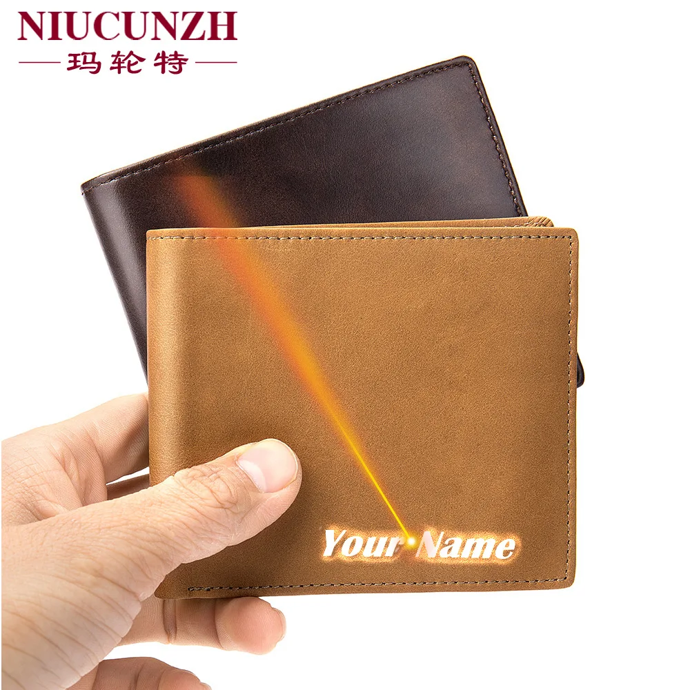 Rfid Blocking Wallet Men Cow Genuine Leather ID Credit Card Holder Rfid Blocking Wallets Purse Carteira Masculina FREE ENGRAVING