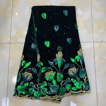 

African Velvet Lace Fabric High Quality African French Lace Fabric with Sequins, African French Lace For Sewging
