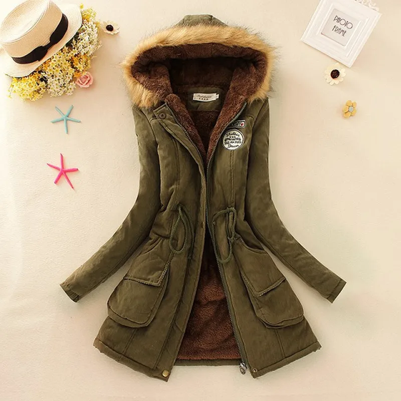 Зимнее меховое пальто, Женская Базовая куртка, хлопковая Длинная женская куртка с капюшоном, повседневное теплое Женское зимнее пальто, верхняя одежда CJT142