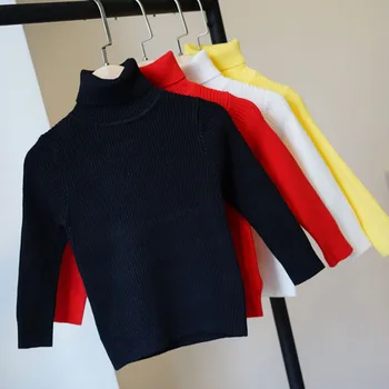 

Benemaker 2020 Fleece Knitted Sweater For Girl Boy Warm Pullover Turtleneck Kids High Collar Solid Color Children Clothing NA077