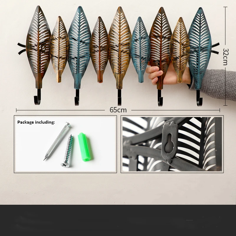Креативная настенная вешалка из кованого железа, вешалка для одежды, подвесные крючки для гостиной, вешалка для пальто, настенная декоративная вешалка, винтажный старинный крафт