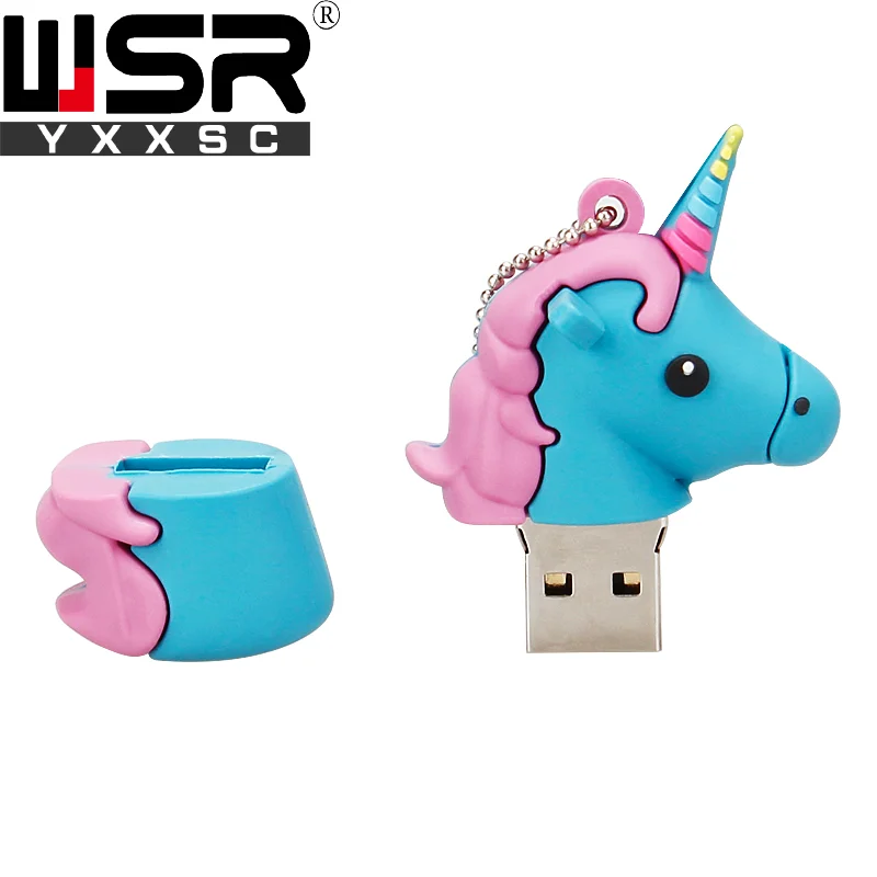 Милый мультяшный Единорог Usb2.0 флеш-накопитель 32 Гб 64 Гб 128 ГБ Милая лошадь usb ключ 4 ГБ 8 ГБ 16 ГБ сладкий маленький свежий цвет радуги лучший подарок