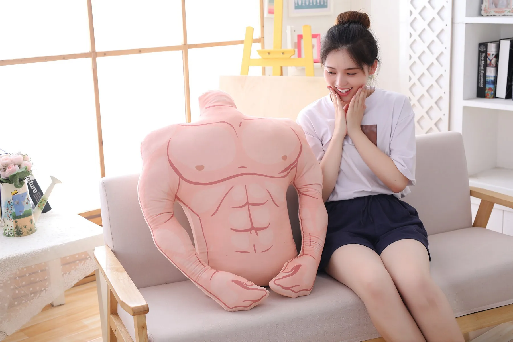 

Muscular Men Boyfriend Pillow Bed Holding Pajama Pillow zhang tiao zhen Back Cushion Sofa Large Backrest