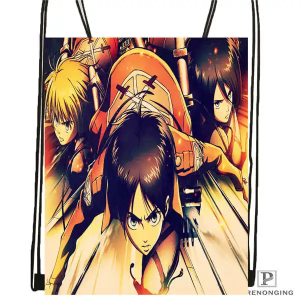 Drawstring Backpack Пользовательские attack_on_titan_bowser_@ 01-походная сумка на шнурке милый рюкзак для детей(черная спинка) 31x40 см#180611-03-129 - Цвет: Drawstring Backpack