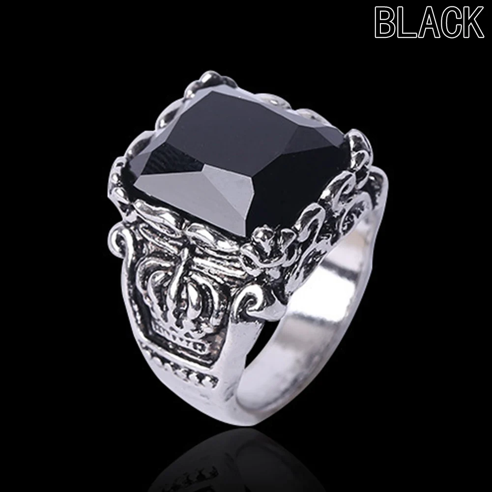 Black Готическая Корона, кольца в винтажном стиле, модные ювелирные изделия для мужчин и женщин, бижутерия - Цвет основного камня: Black
