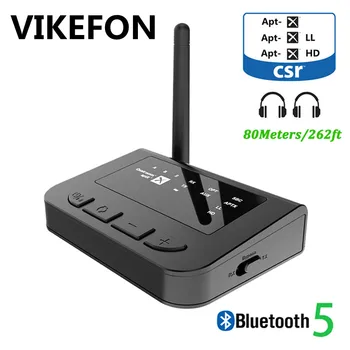 

262ft/80m Long Range Aptx HD Low Latency Bluetooth 5.0 Audio Receiver Transmitter TV Bypass Spdif RCA AUX 3.5mm Wireless Adapter