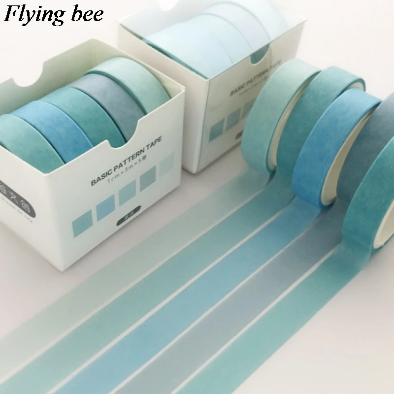 7 Flyingbee 5 шт./компл. 10 мм X 3 м модный набор декоративного скотча Васи Бумага DIY декоративная клейкая лента Канцелярские клейкая Ленточные принадлежности X0734 - Цвет: 7