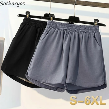 

Sleep Bottoms Women Elastic Waist Plus Size 6XL Loose Pajama Pants Womens Bodybuilding Solid Simple Breathable Homewear Shorts