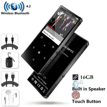 

Bluetooth4.2 MP4 Player 16GB Touch Button HiFi Music Player with 1.8'' Screen Built-in Speaker MP4 Audio Player, Supports FM