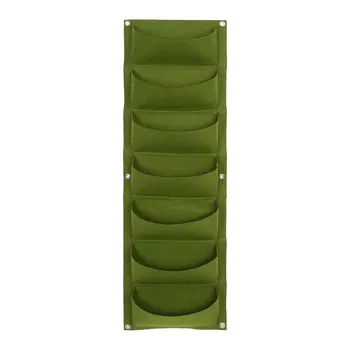 

7/12/15/18 Slots Plant Nursery Bag Wall-Mounted Green Planting Bag Plant Hanging Vertical Non-Woven Bag Rustic Style Nursery Bag