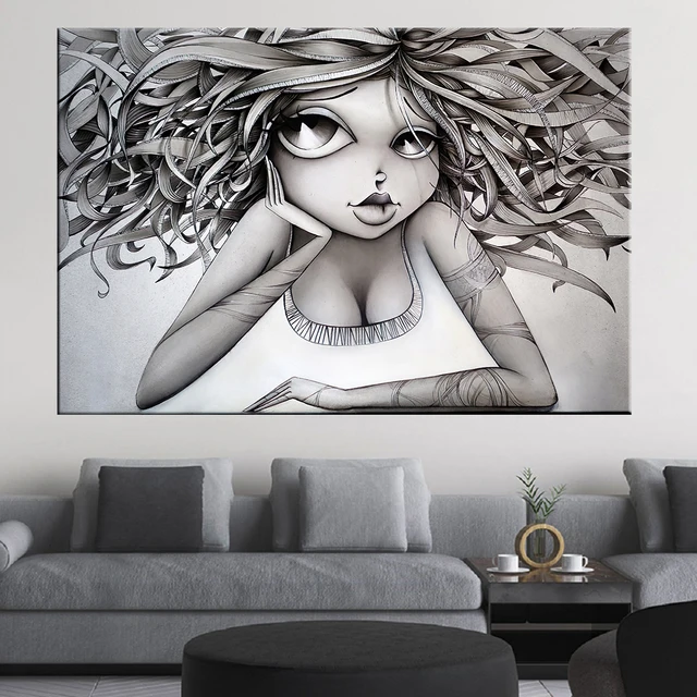 Abstract Girl Wall Art Painting Printed on Canvas 4