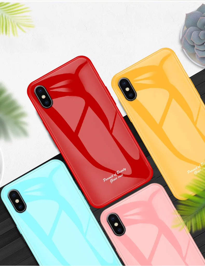Macaron стеклянный чехол для Apple iphone X XR, Модный милый Противоударный задняя крышка для iphone XS Max, задняя крышка для телефона