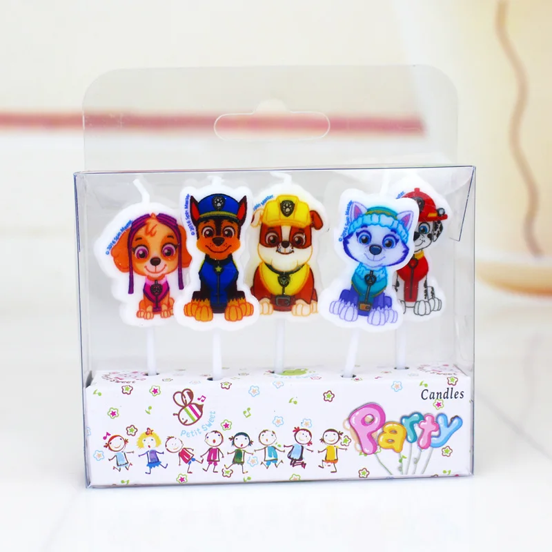 candle-5pcs Paw Patrol Красный Дизайн Мальчики День рождения украшения Воздушные шары бумажные стаканчики и тарелки Baby Shower Одноразовые столовые принадлежности - Цвет: candle-5pcs