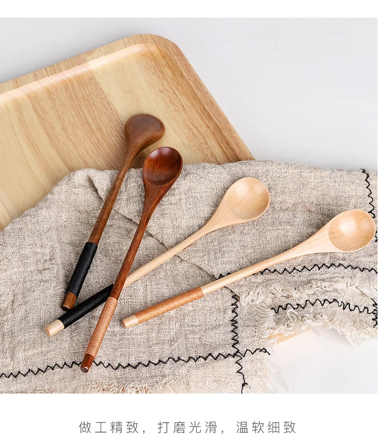 Деревянные ложки из мусовы, деревянные ложки для супа, для еды, смешивание, перемешивание, кухонная ложка с длинной ручкой в японском стиле, кухонная утварь