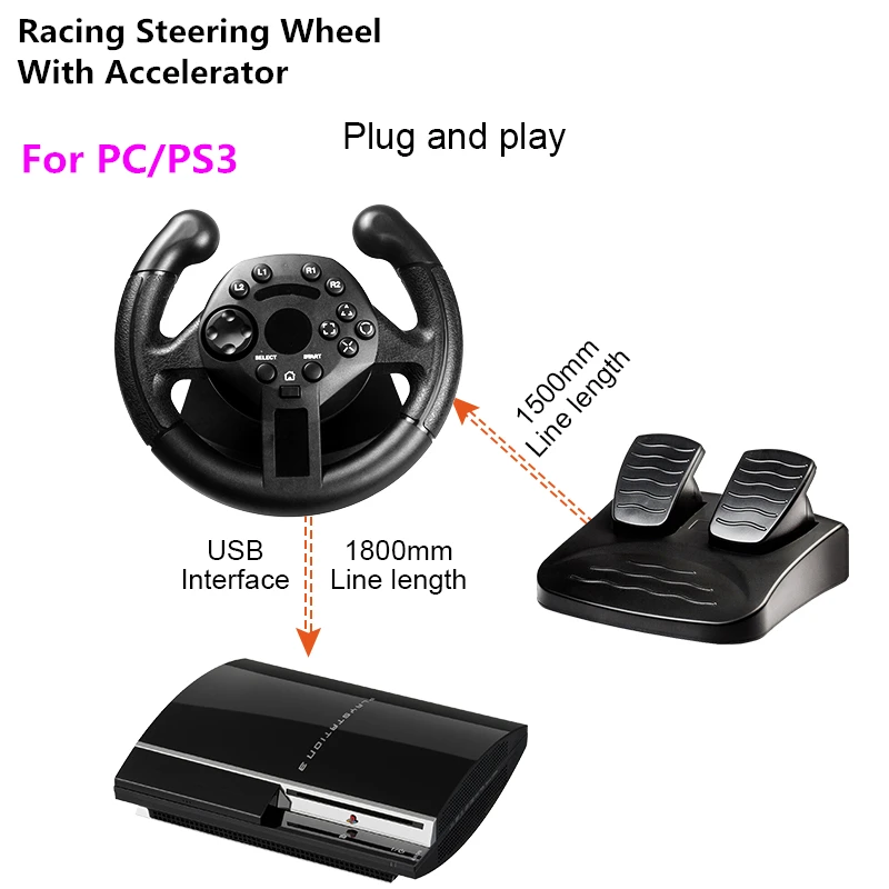 Controlador de Vibração de Volante de Corrida, 7in 1, Simulação de Jogo,  Pedais de Carro para Switch, Xbox 360, Xbox One, PC, PS4, 3, Android -  AliExpress