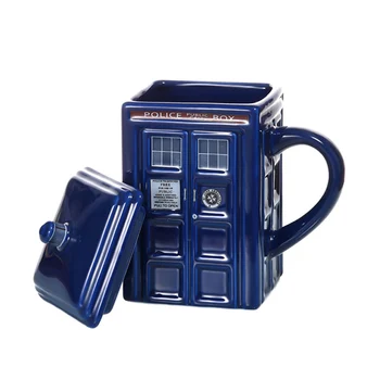 

Doctor Who Tardis Police Box Coffee Mug Ceramic Cup With Lid Cover For Tea Milk Mugs Creative Christmas Presents For Kids
