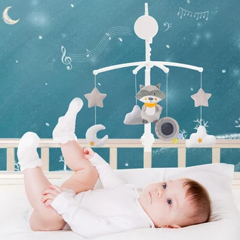 

2020 New 49*35*42cm Baby Crib Holder Rattles Baby Toys Clockwork Music Box Bed Bell Toy Bear Handmade Mobile Toys For Children