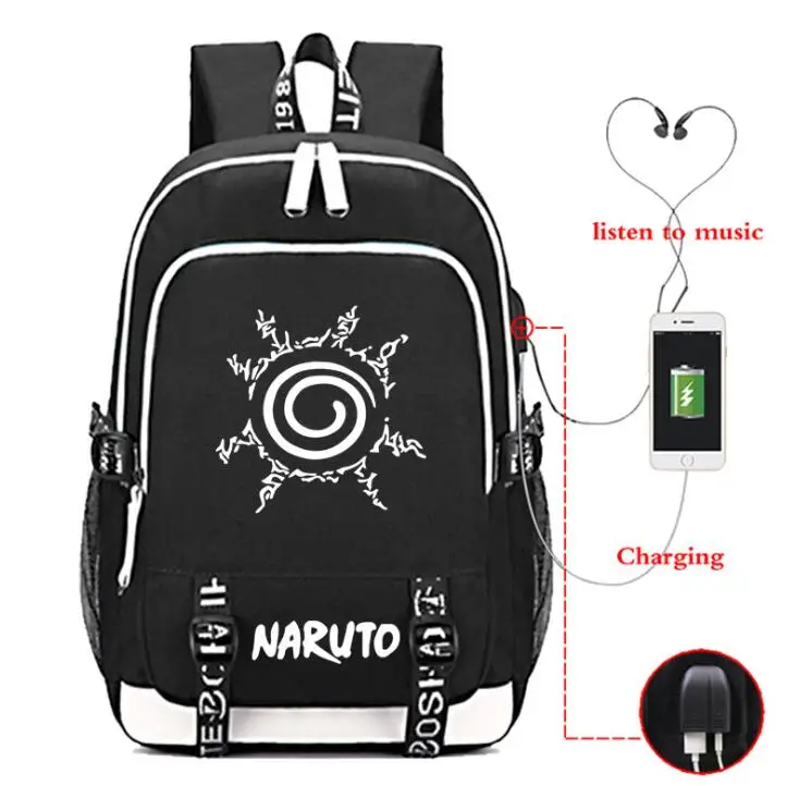 Наруто рюкзак Uzumaki Наруто Модный usb рюкзак для ноутбука для девочек мальчиков подростков детская классная книжная сумка