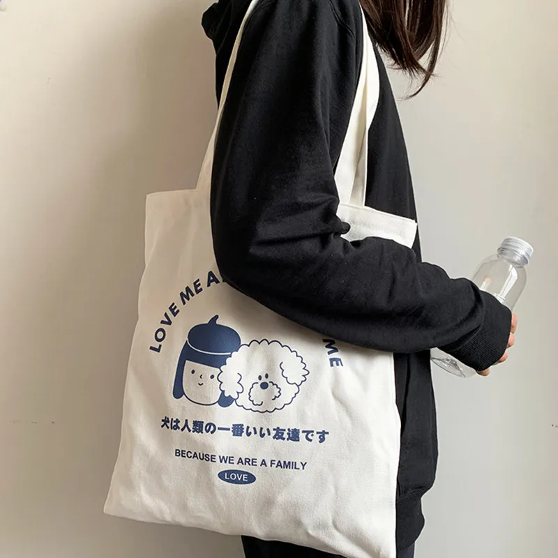 Canvas Women's Shoulder Bag Korean Version Of Ulzzang Harajuku Japanese Art Shopping Bag Student Ins Fashion Ladies Bag