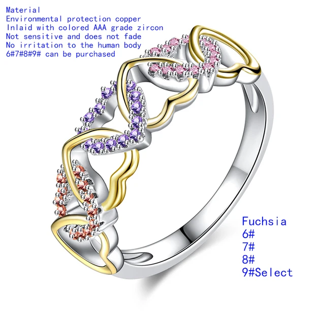 two-tone ring color micro-inlaid winding heart-shaped couple ring creative love ring 4