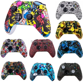

Water Transfer Printing Camouflage Silicone Protective Skin Case Grips Caps for XBox One X S Controller Protector