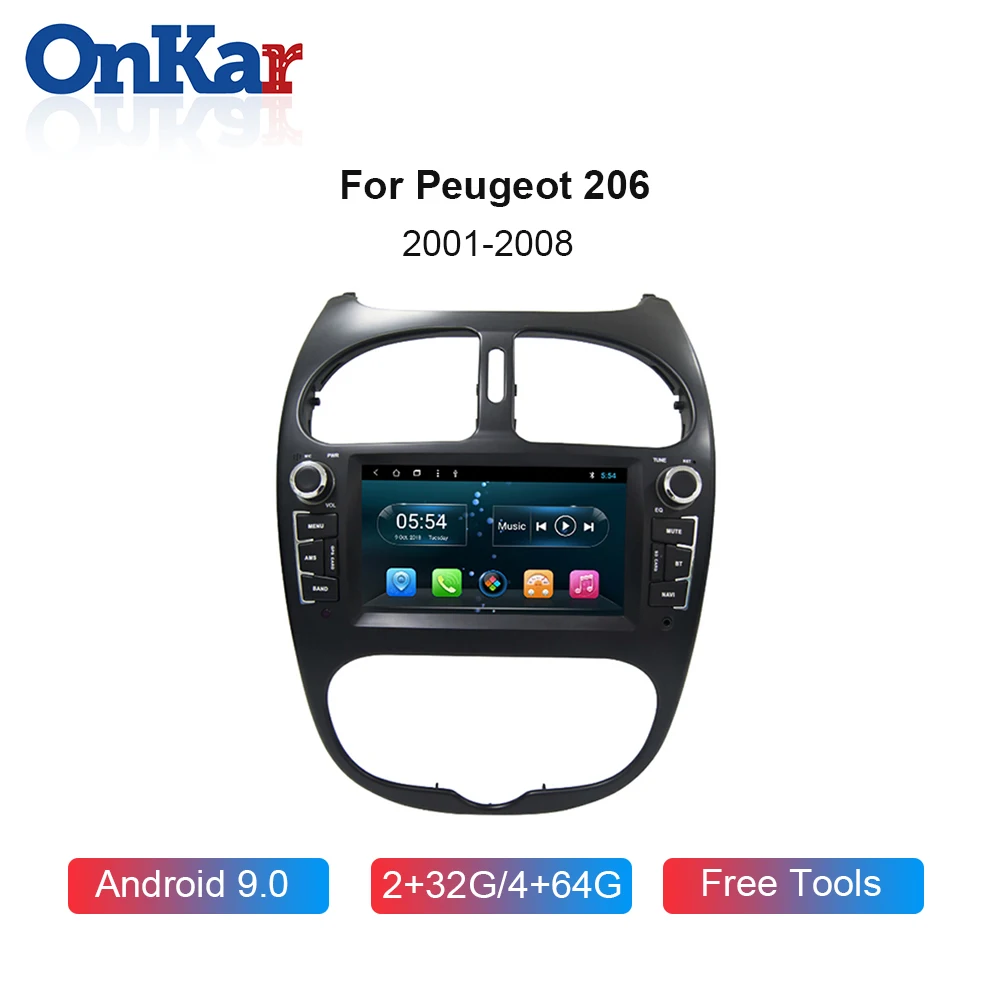 ONKAR 4 Гб + 64 GPS радио для Peugeot 206 2001 2008 автомобильный мультимедийный видеоплеер Bluetooth