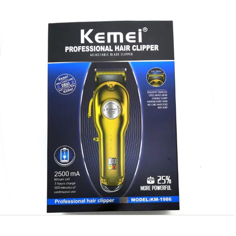 Kemei 1986 kemei триммер для волос машинка стрижки металлический корпус