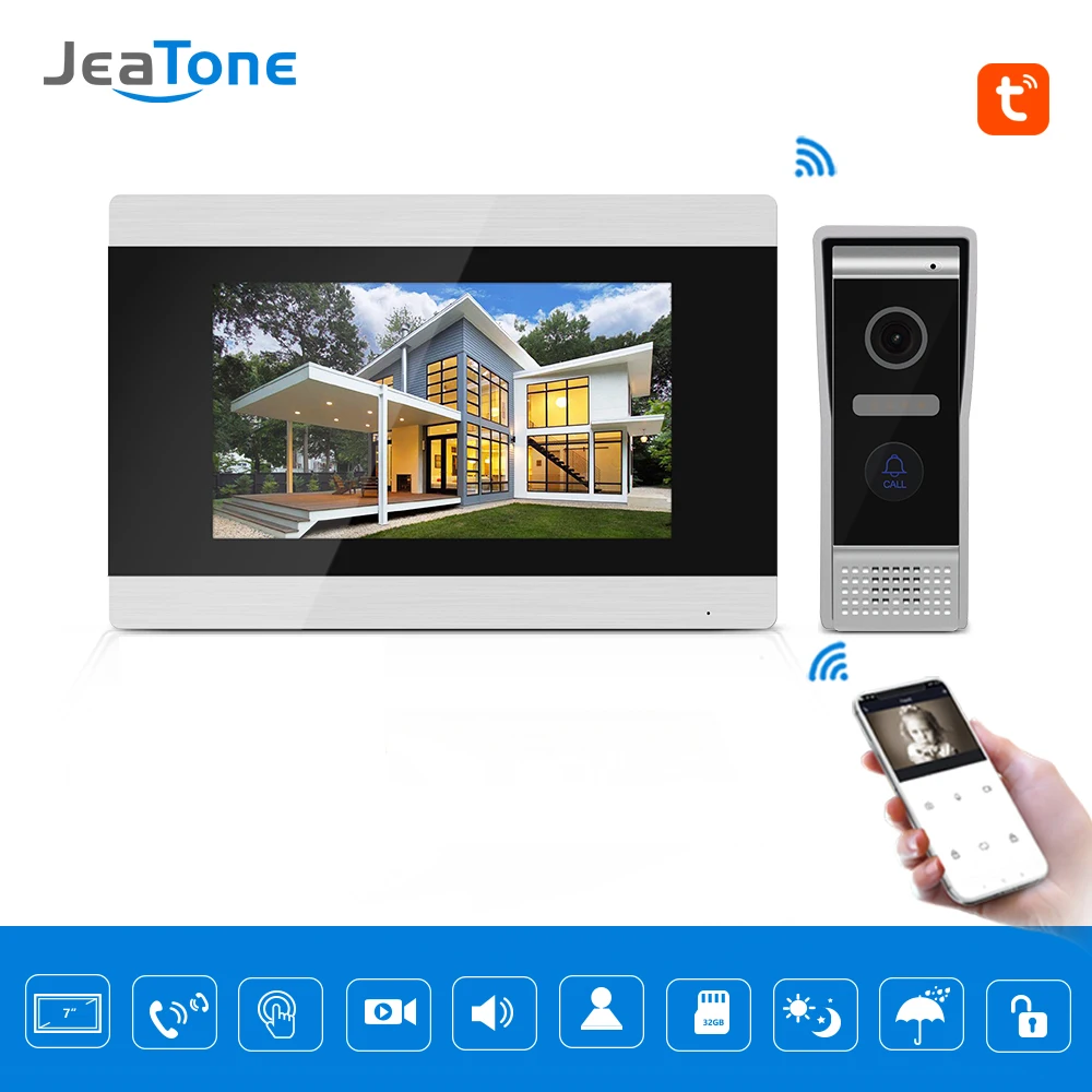 

Touch Screen Wired WIFI IP Video Door Phone Intercom Video Doorbell Villa Apartment Access Control System Motion Detection