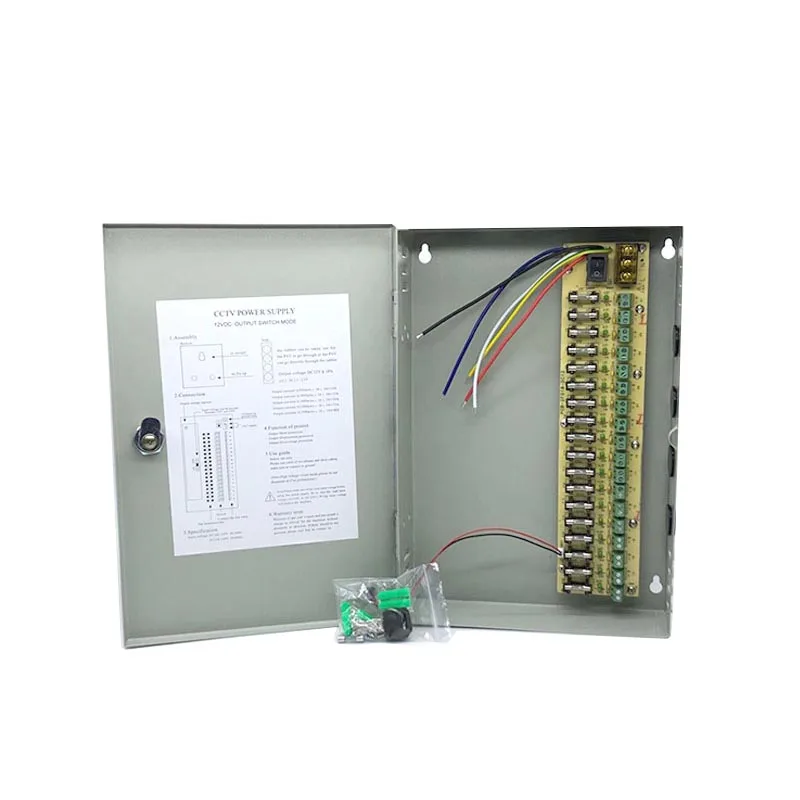 Caixa Centralizada do Regulador de Tensão do Diodo Emissor de Luz da Câmera da Fonte de Alimentação da Caixa de Alimentação do Interruptor da Monitoração de 5v 12v 24v 18-way sem Fonte de Alimentação