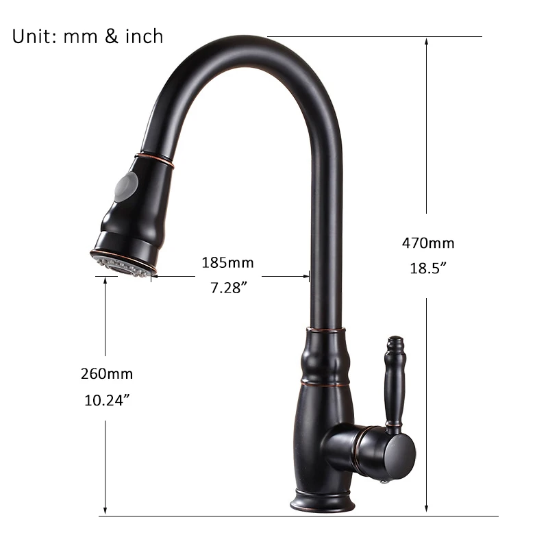 Vidric Blackend Pull Out Kitchen Sink Faucet Single Handle 360 Swivel Mixer Tap Faucet For Kitchen Torneira Cozinha Rotate Tap