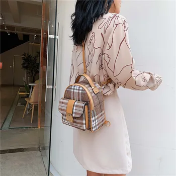 

New Plaid Women's Bag Fashion Cute Small Backpack Retro Backpack Single Shoulder Bag Backpack