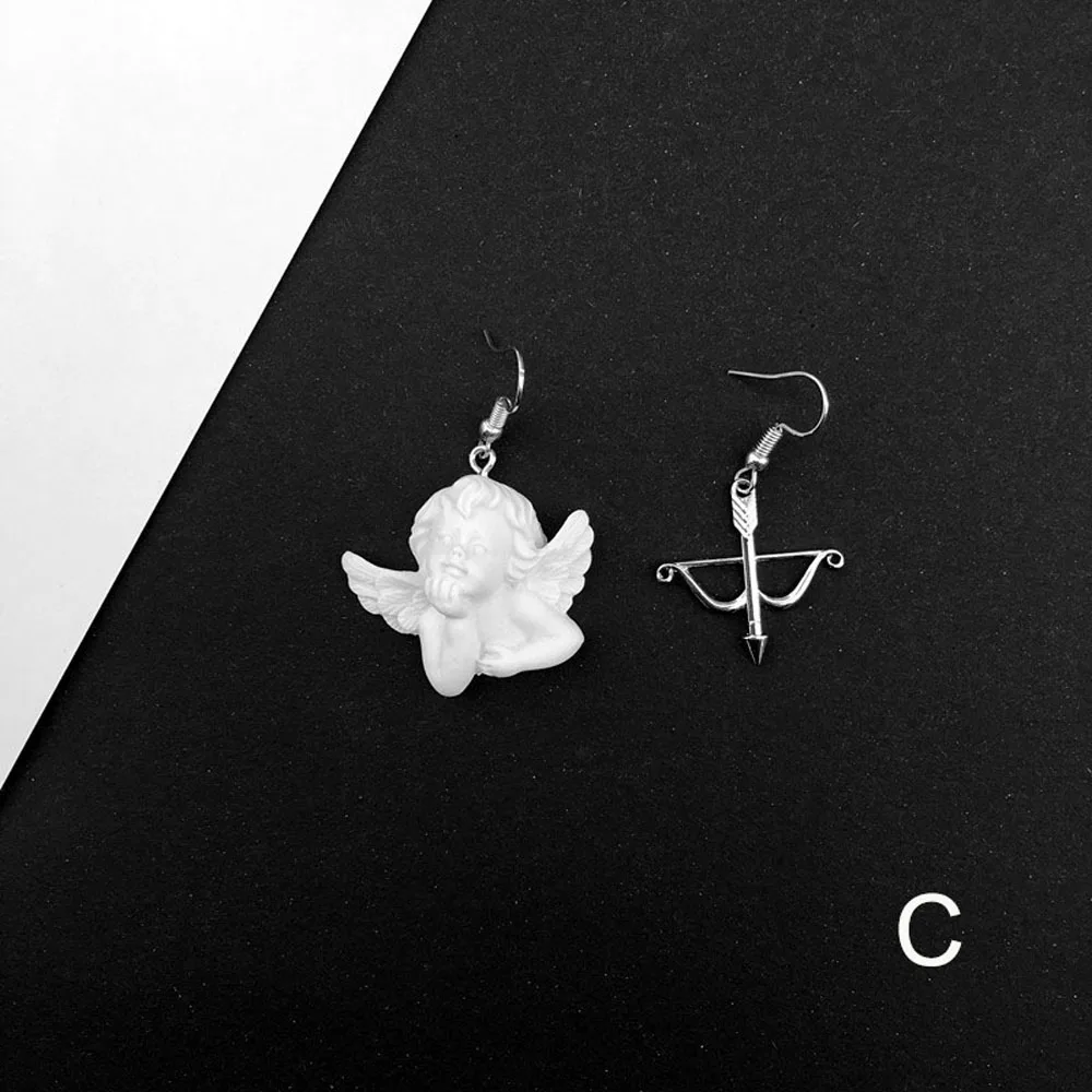 C-asymmetry Earring Милые серьги-подвески в виде ангела Купидона, круглые золотые металлические панк-цепочки, ювелирные изделия для крутых женщин, подарки для девушек - Окраска металла: C-asymmetry Earring