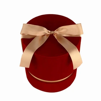 

Florist Hat Boxes Red Velvet Cloth Round Box Candy Boxes Gift Box Packaging Boxes for Gifts Christmas Flowers Gifts Living Vase