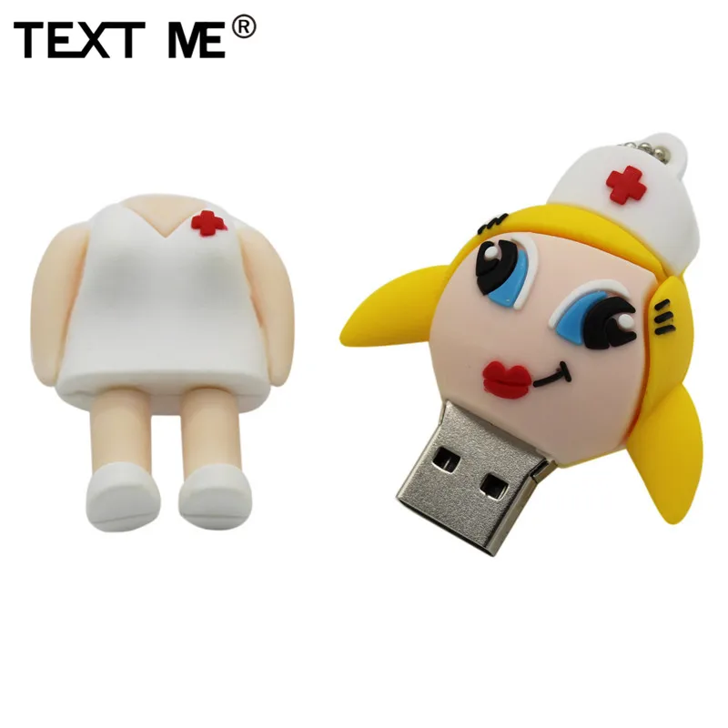 TEXT ME мультяшная модель медсестры usb2.0 4 ГБ 8 ГБ 16 ГБ 32 ГБ 64 ГБ флеш-накопитель USB флеш-накопитель креативный Подарочный флеш-накопитель