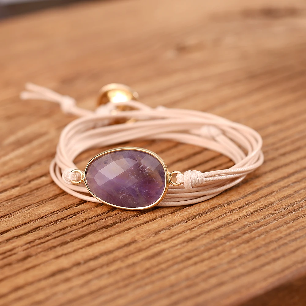 New Rope Wrap Bracelets Natural Stones Boho Long Friendship Bracelet Birthstone Gifts for Her Dropshipping