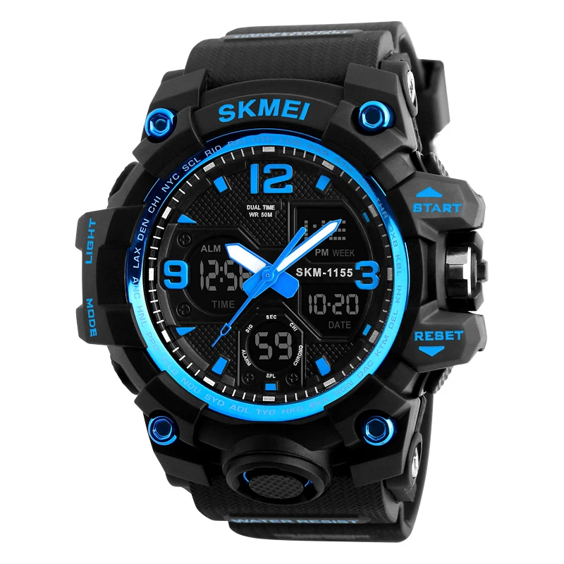 SKMEI Military Army Camo Sports Watches Men Top Luxury Quartz Digital Waterproof Sport Watch Male Wristwatch relogios masculino - Цвет: Blue