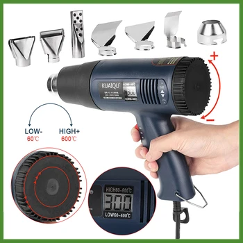 

220V EU LCD Digitals Display Hot air gun industrial plastic welding torch wind rushing machine baking heat shrinkable hair dryer