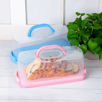 

European modern minimalist rectangular portable portable toast baking snack cake bread transparent plastic storage box LB91912