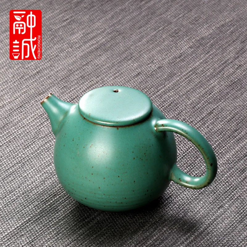 Antique teapot girders pot ceramic retro tea maker household copper single pot tea kettle Japanese Kung Fu tea set - Цвет: MultiColored