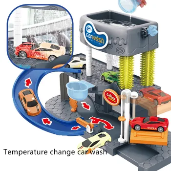 

Educational early childhood car park toy lights music simulation alloy temperature discoloration racing simulation scene