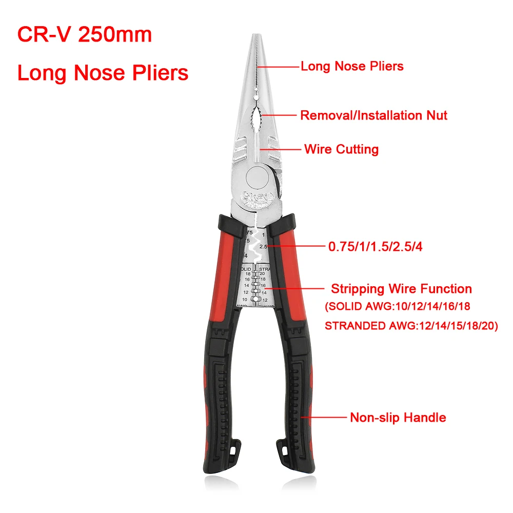 Goedkoop NEWACALOX 8 Multitool Draad Tang Lange Neus Tang Sieraden Maken Handgereedschap Kniptang Draad Stripper Krimptang voor thuis