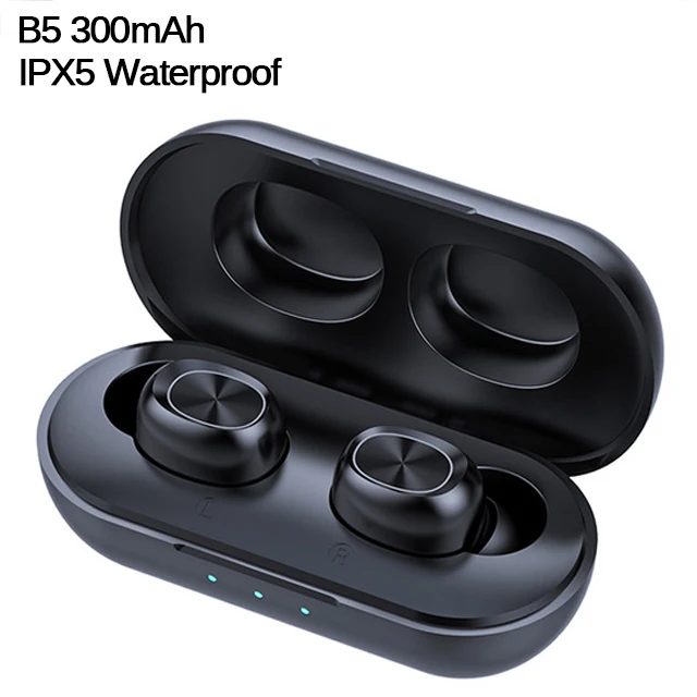 B5 Black B5 водонепроницаемые bluetooth-наушники 5,0 сенсорные наушники TWS беспроводная гарнитура 9D стерео Музыкальная гарнитура 300 мАч power Bank - Цвет: B5 Black